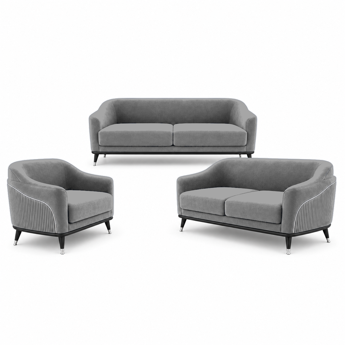 Wisp 3+2+1 Sofa Set, 3+2+1 full set, grey, studio view