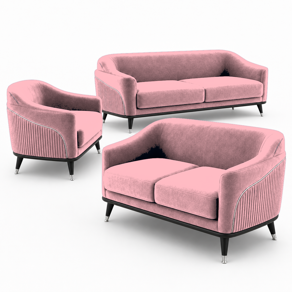 Wisp 3+2+1 Sofa Set, 3+2+1 full set, pink, detail view