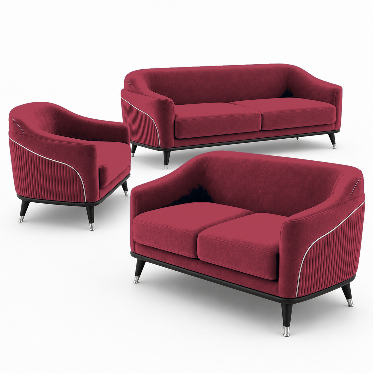 Wisp 3+2+1 Sofa Set, 3+2+1 full set, red, detail view