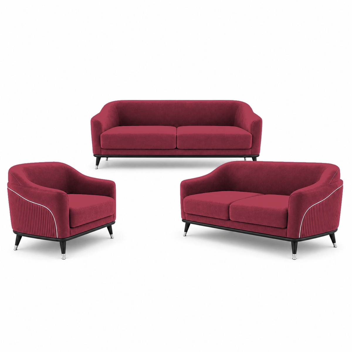 Wisp 3+2+1 Sofa Set, 3+2+1 full set, red, studio view