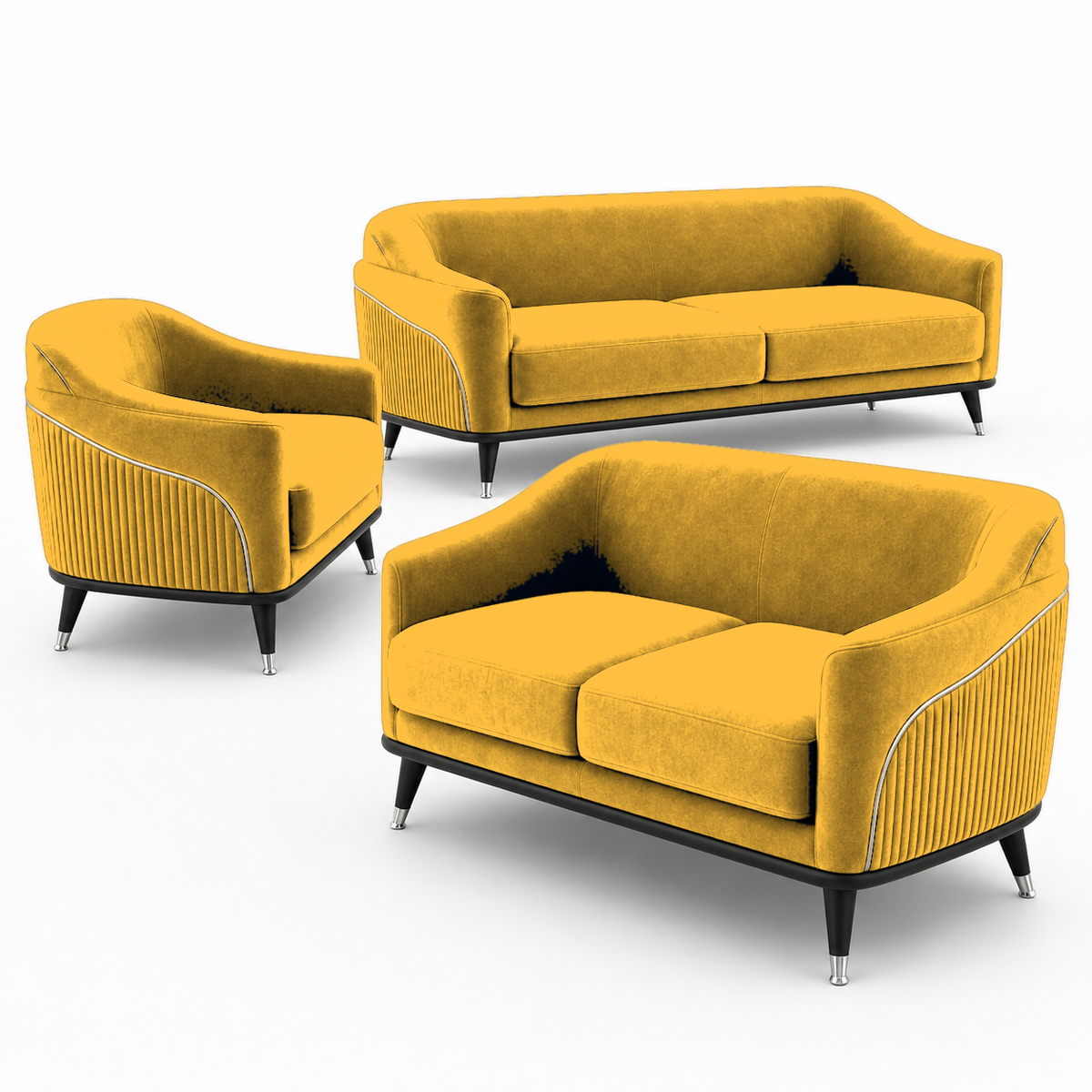 Wisp 3+2+1 Sofa Set, 3+2+1 full set, yellow, detail view