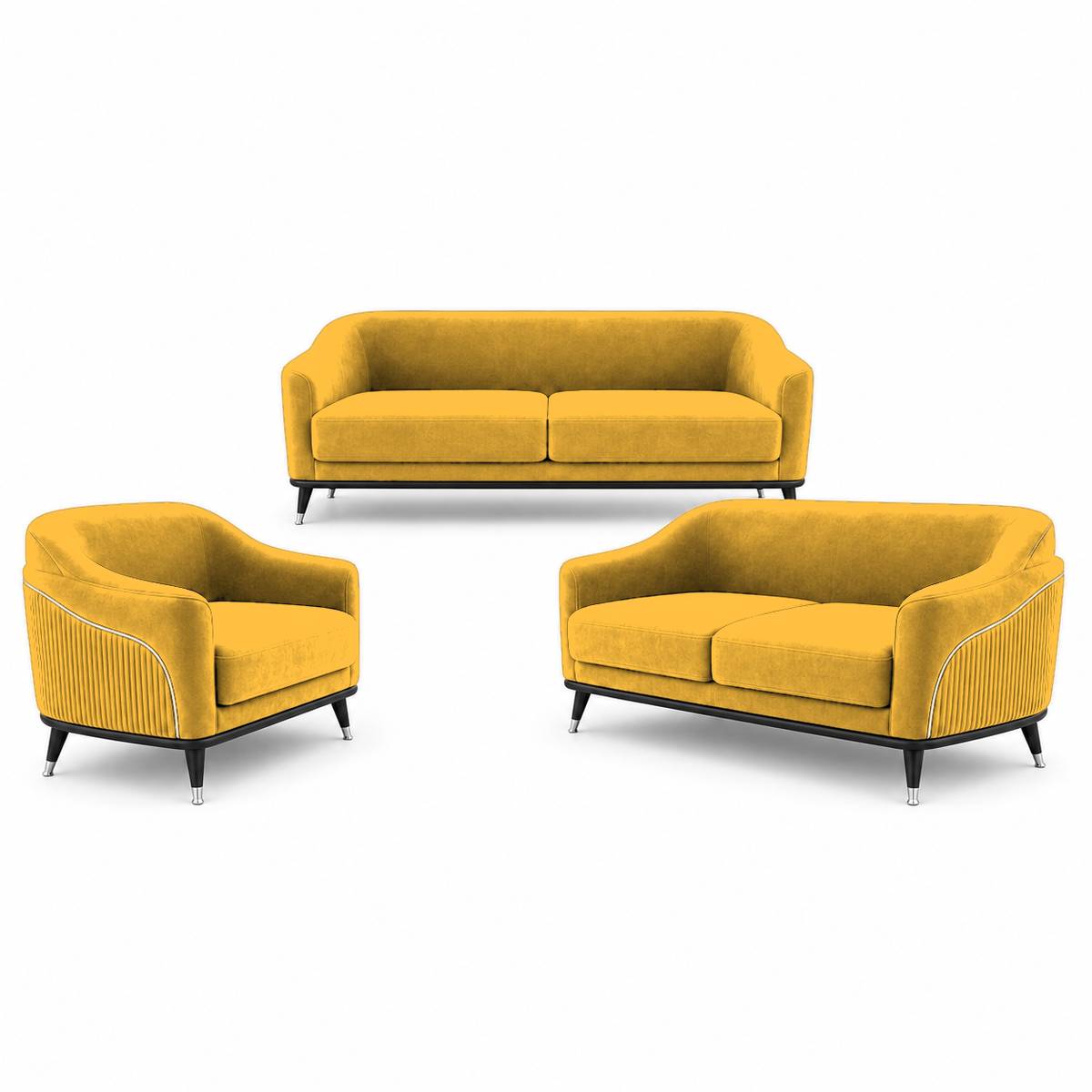 Wisp 3+2+1 Sofa Set, 3+2+1 full set, yellow, studio view