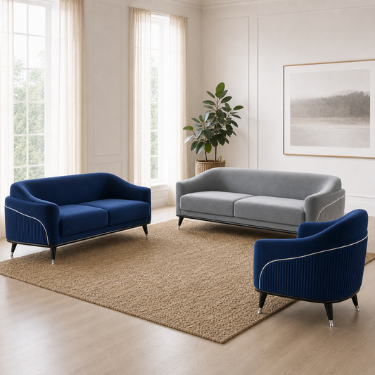 Wisp - 3+2+1 Sofa Set, alternate room angle of the complete 3+2+1 sofa set