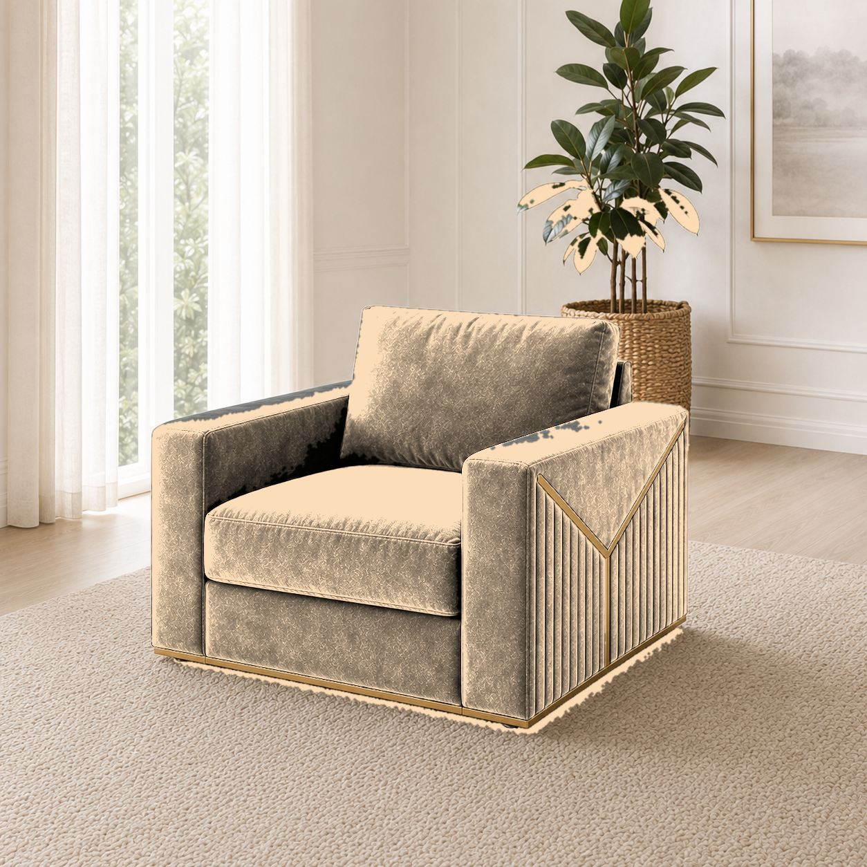 Xylo 3+2+1 Sofa Set, 1 seater, beige, room view