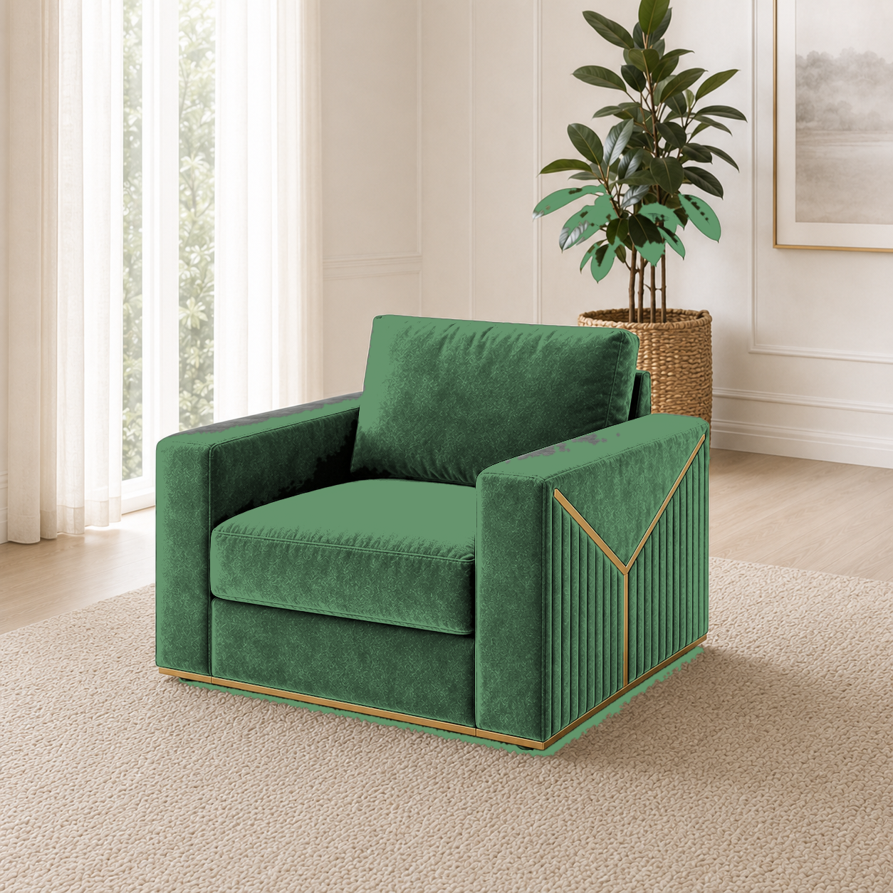 Xylo 3+2+1 Sofa Set, 1 seater, green, room view