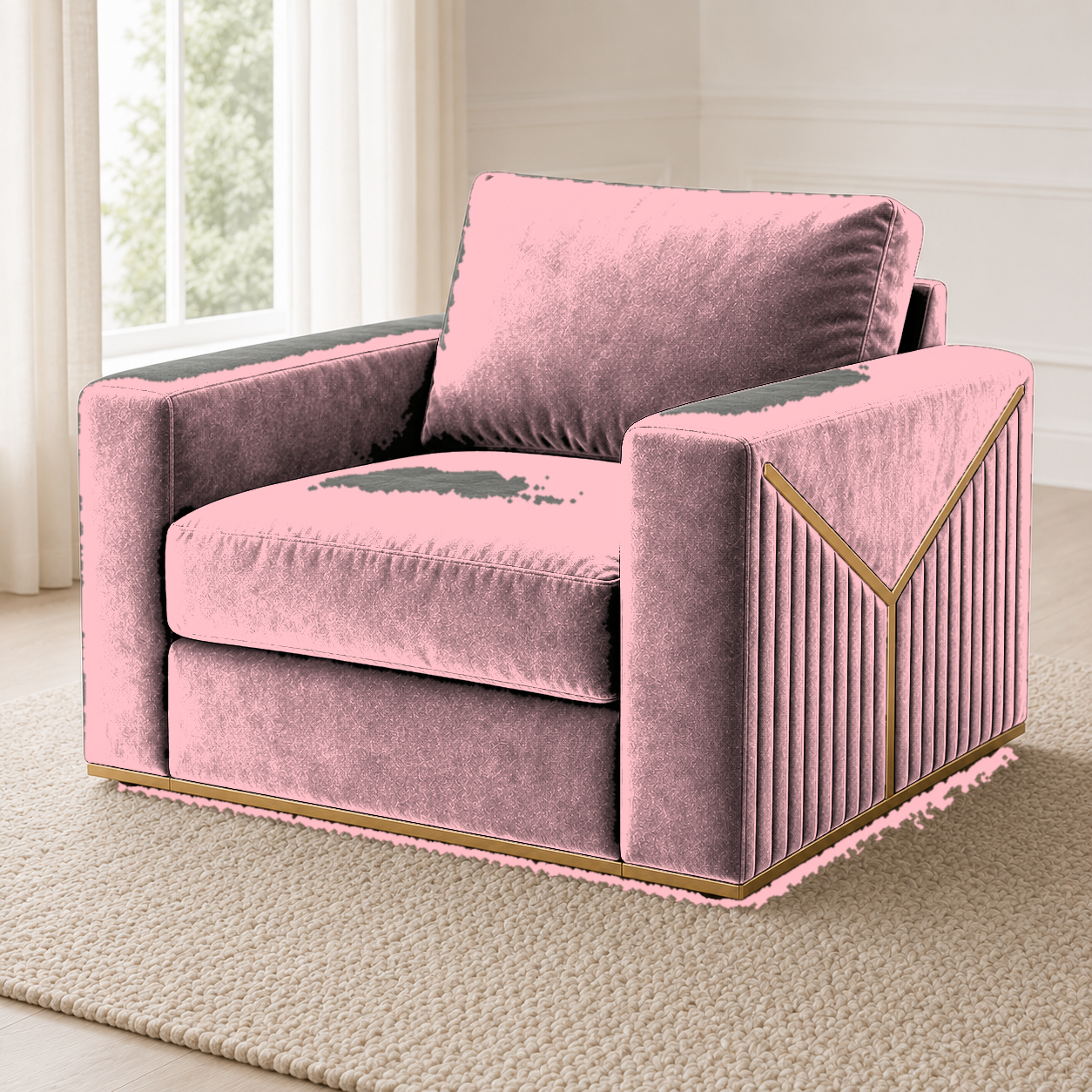 Xylo 3+2+1 Sofa Set, 1 seater, pink, detail view