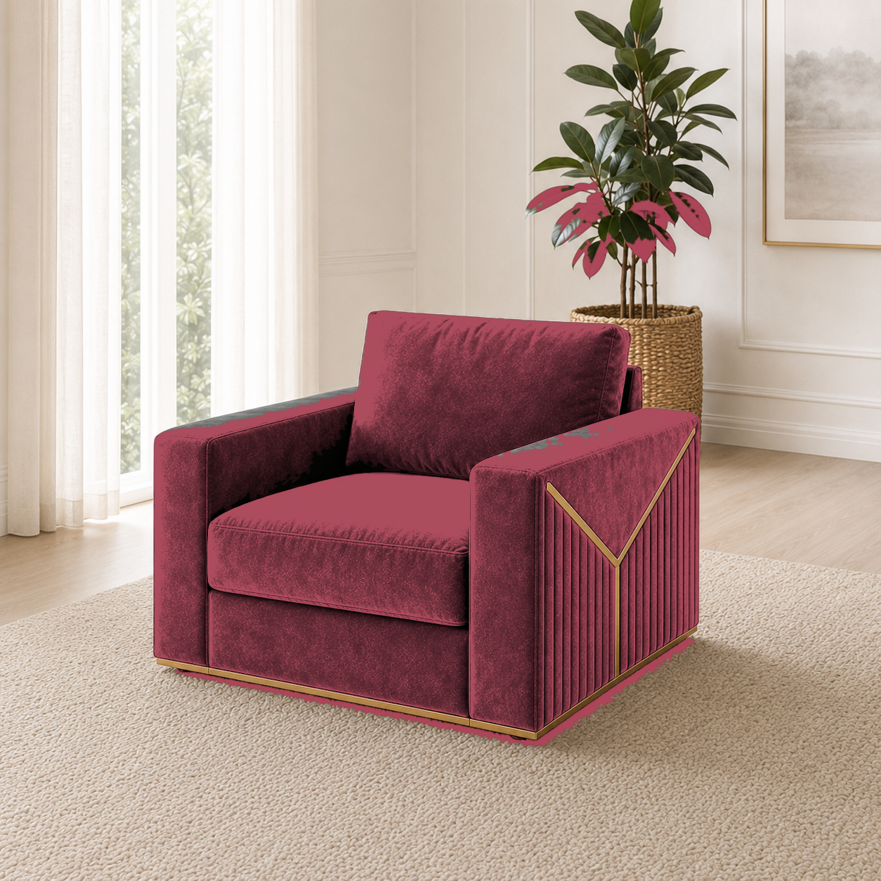 Xylo 3+2+1 Sofa Set, 1 seater, red, room view