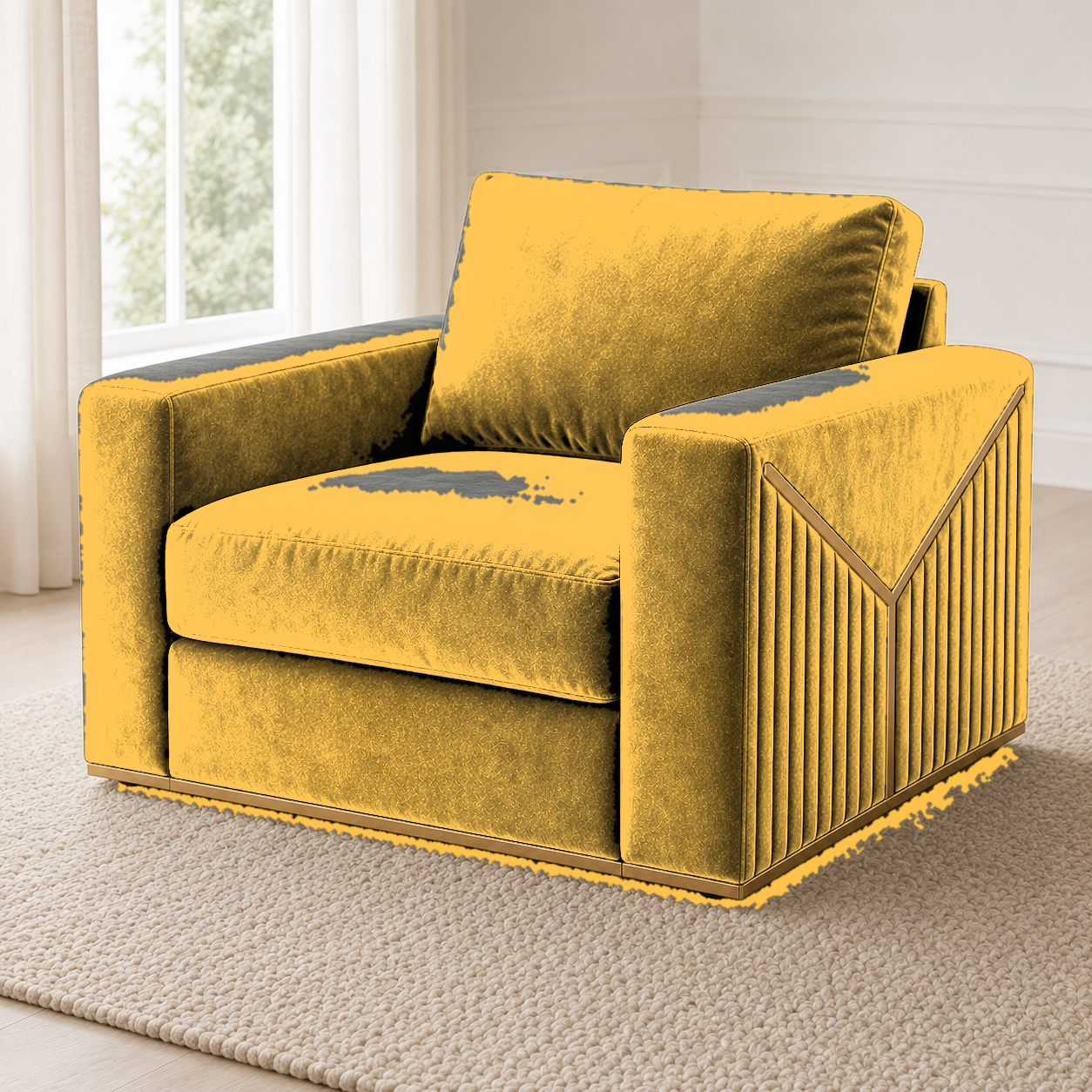 Xylo 3+2+1 Sofa Set, 1 seater, yellow, detail view