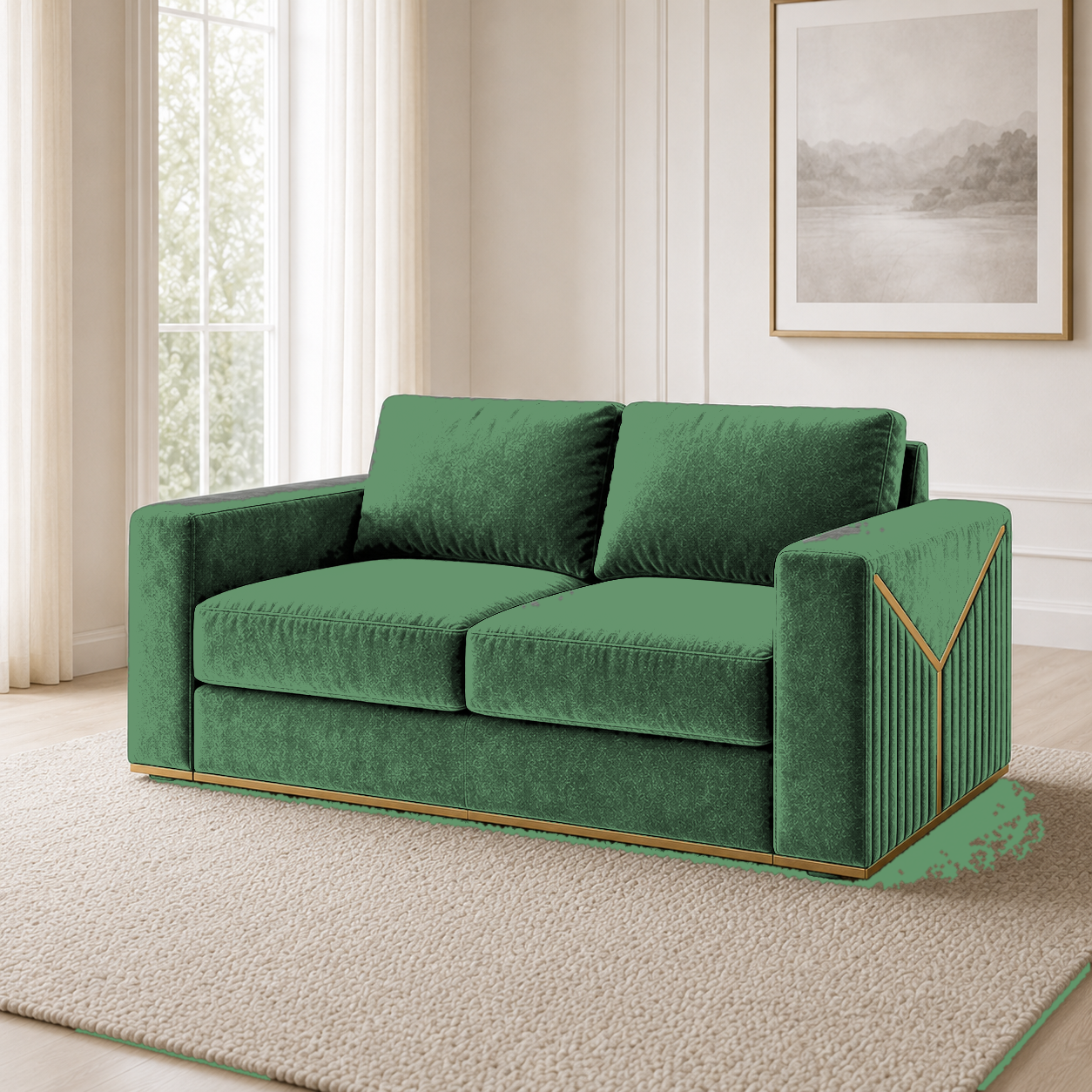 Xylo 3+2+1 Sofa Set, 2 seater, green, room view