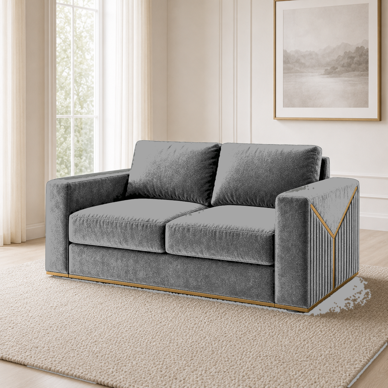 Xylo 3+2+1 Sofa Set, 2 seater, grey, room view