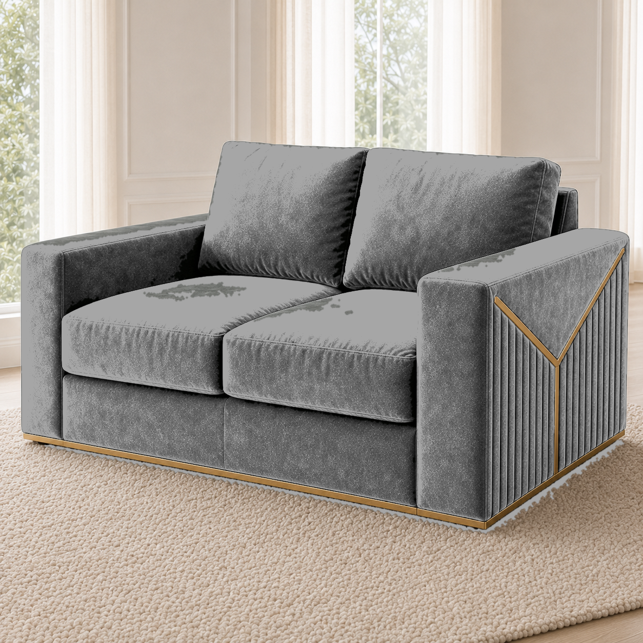 Xylo 3+2+1 Sofa Set, 2 seater, grey, detail view