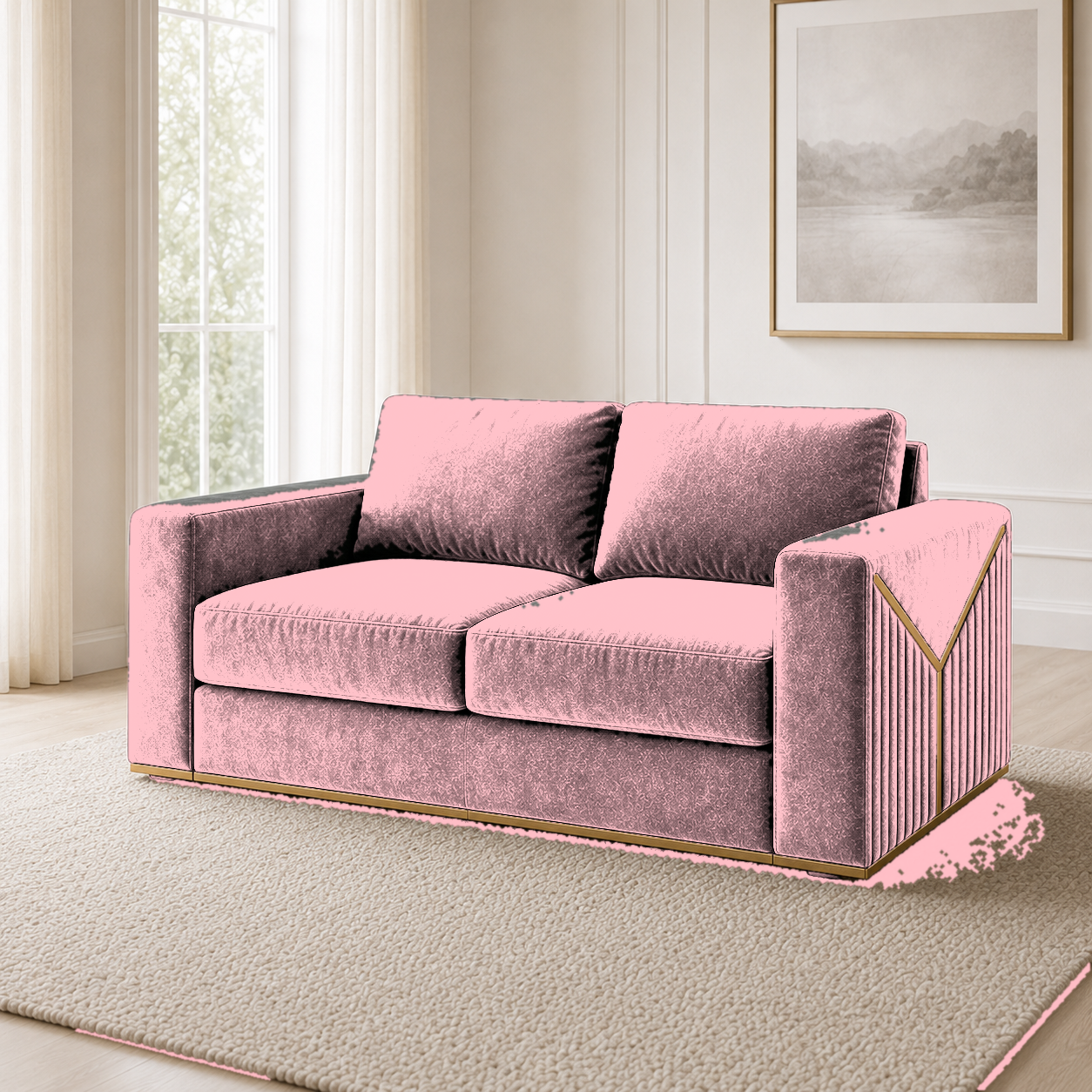 Xylo 3+2+1 Sofa Set, 2 seater, pink, room view