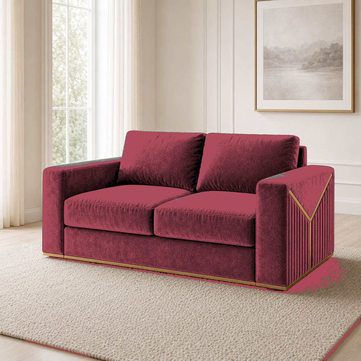 Xylo 3+2+1 Sofa Set, 2 seater, red, room view