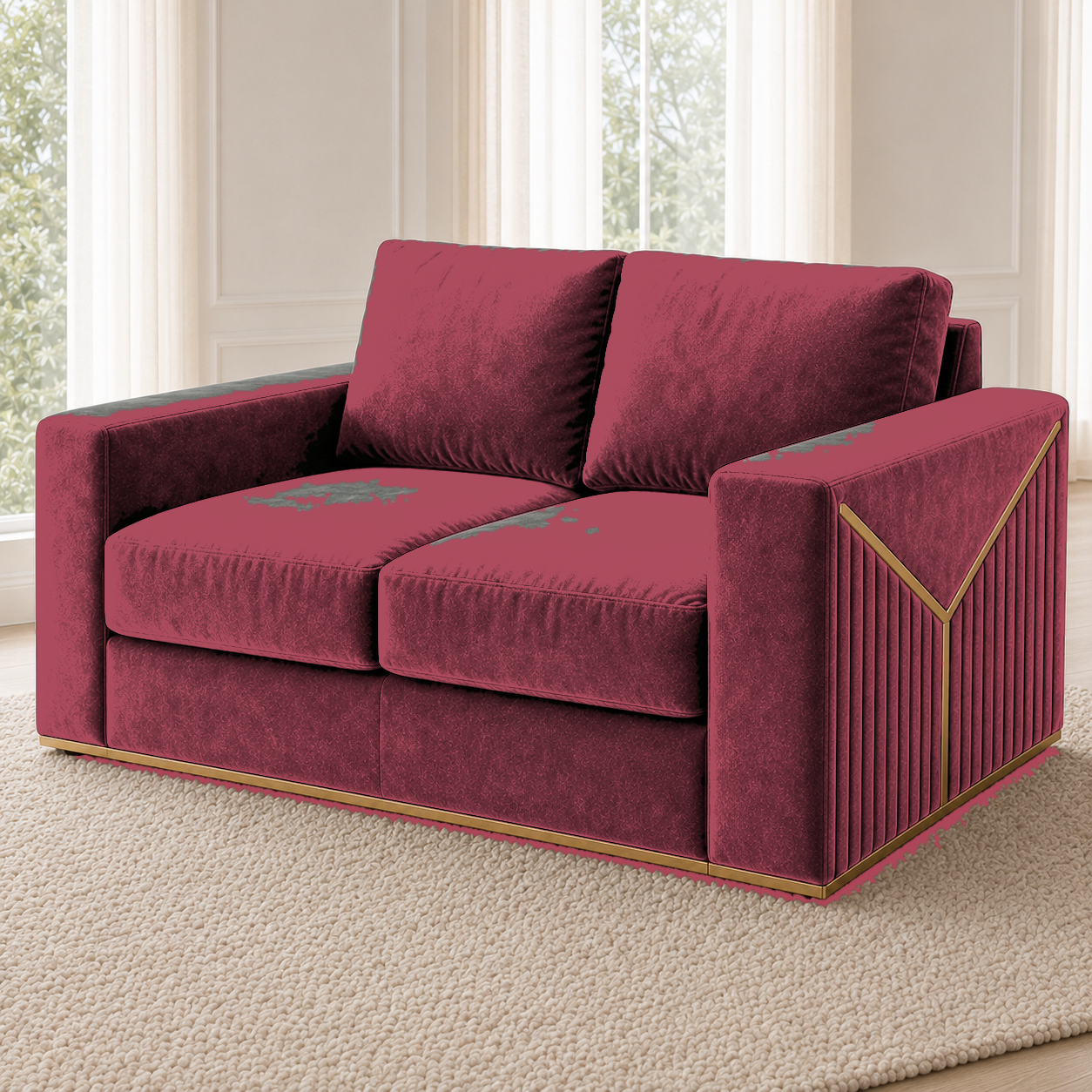 Xylo 3+2+1 Sofa Set, 2 seater, red, detail view