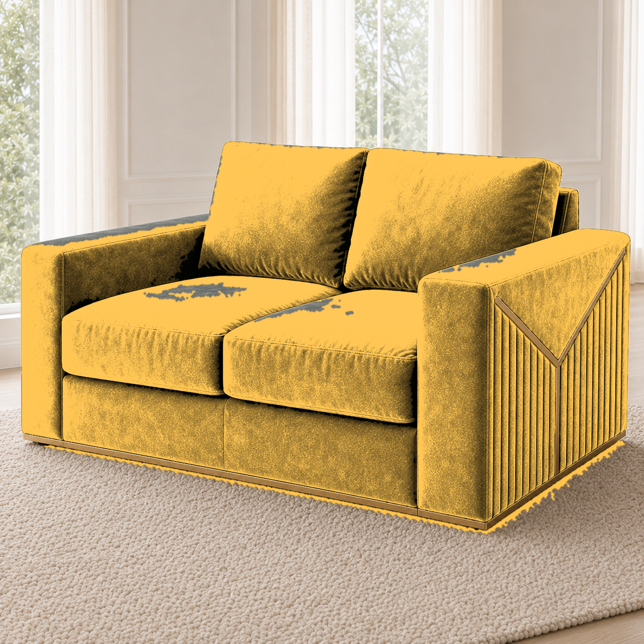 Xylo 3+2+1 Sofa Set, 2 seater, yellow, detail view