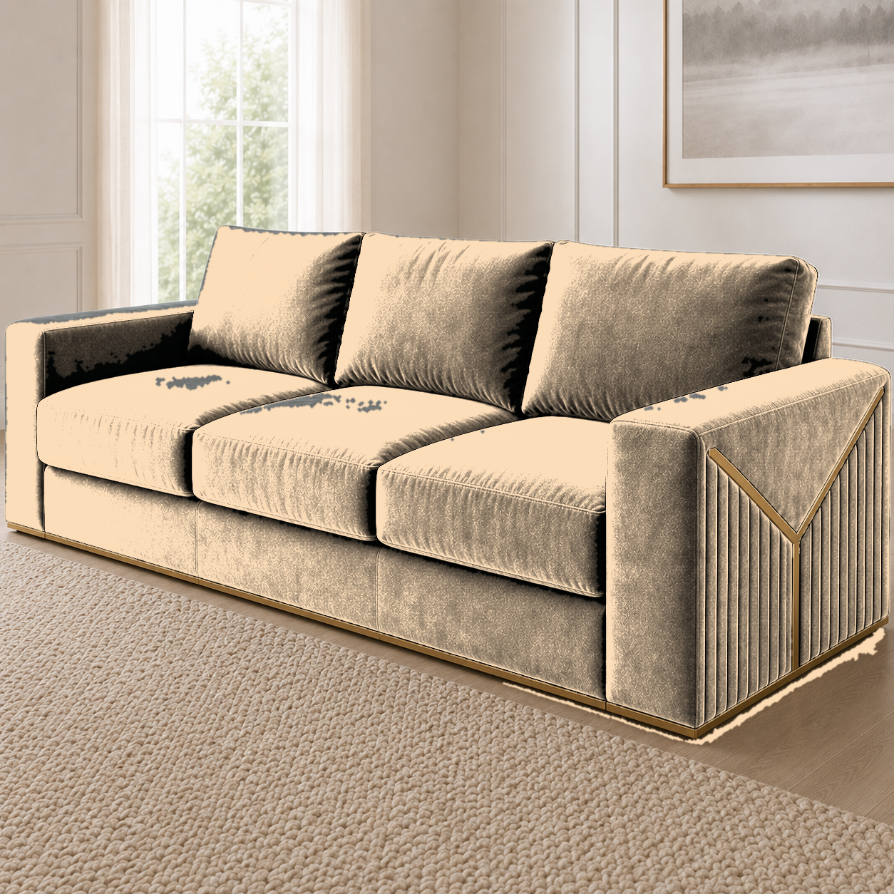 Xylo 3+2+1 Sofa Set, 3 seater, beige, detail view