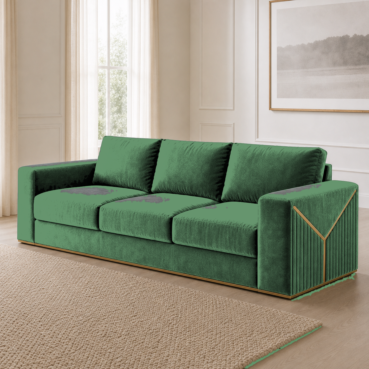 Xylo 3+2+1 Sofa Set, 3 seater, green, room view