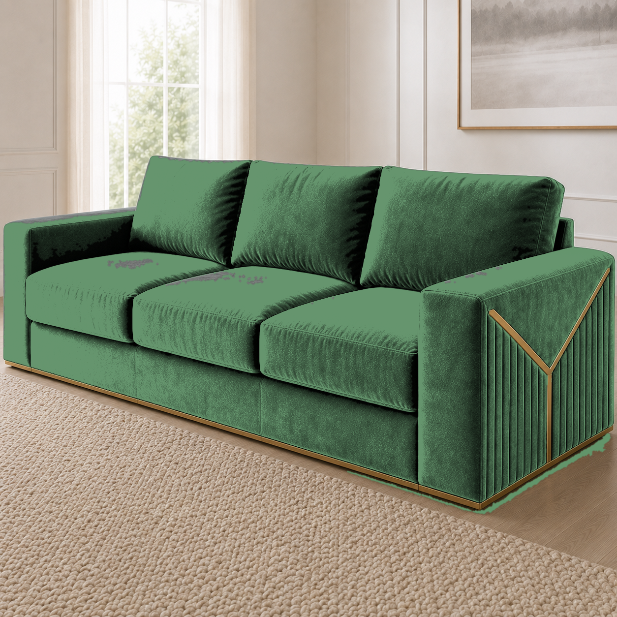 Xylo 3+2+1 Sofa Set, 3 seater, green, detail view