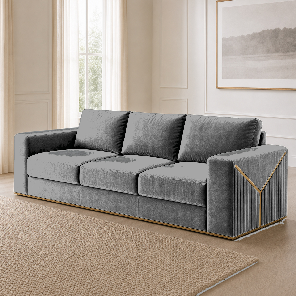 Xylo 3+2+1 Sofa Set, 3 seater, grey, room view