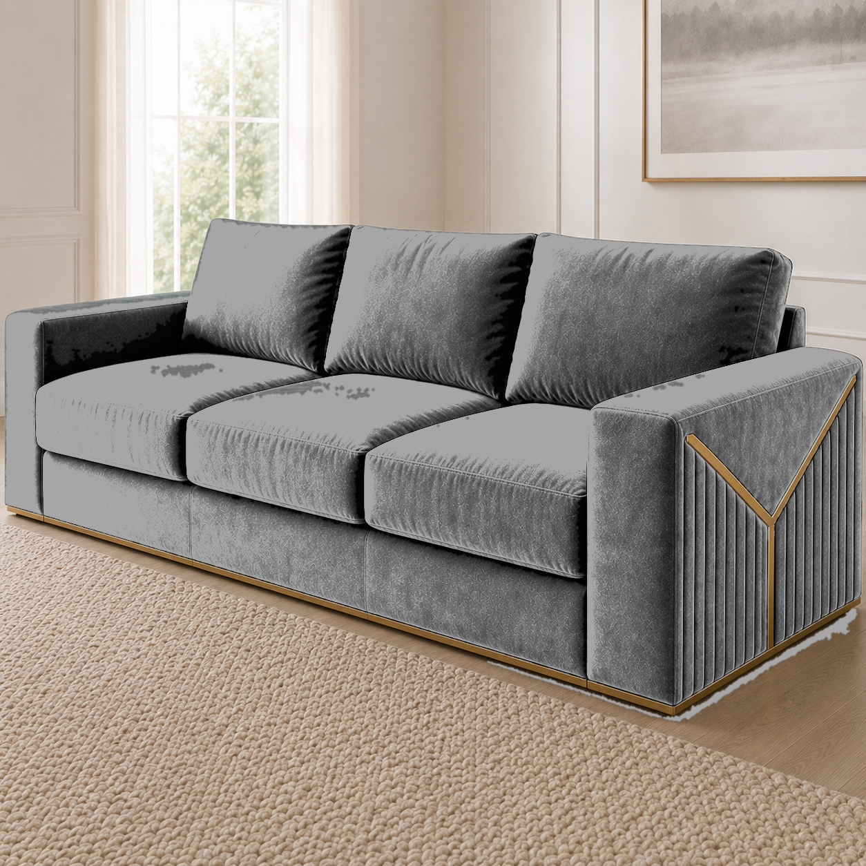 Xylo 3+2+1 Sofa Set, 3 seater, grey, detail view