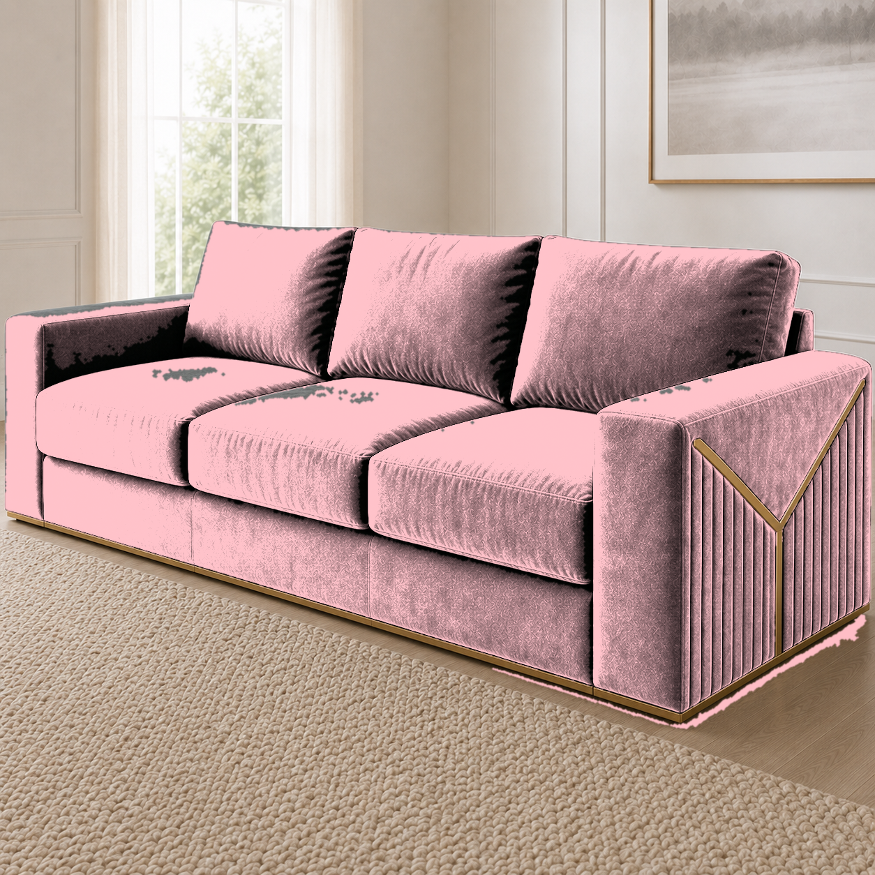 Xylo 3+2+1 Sofa Set, 3 seater, pink, detail view
