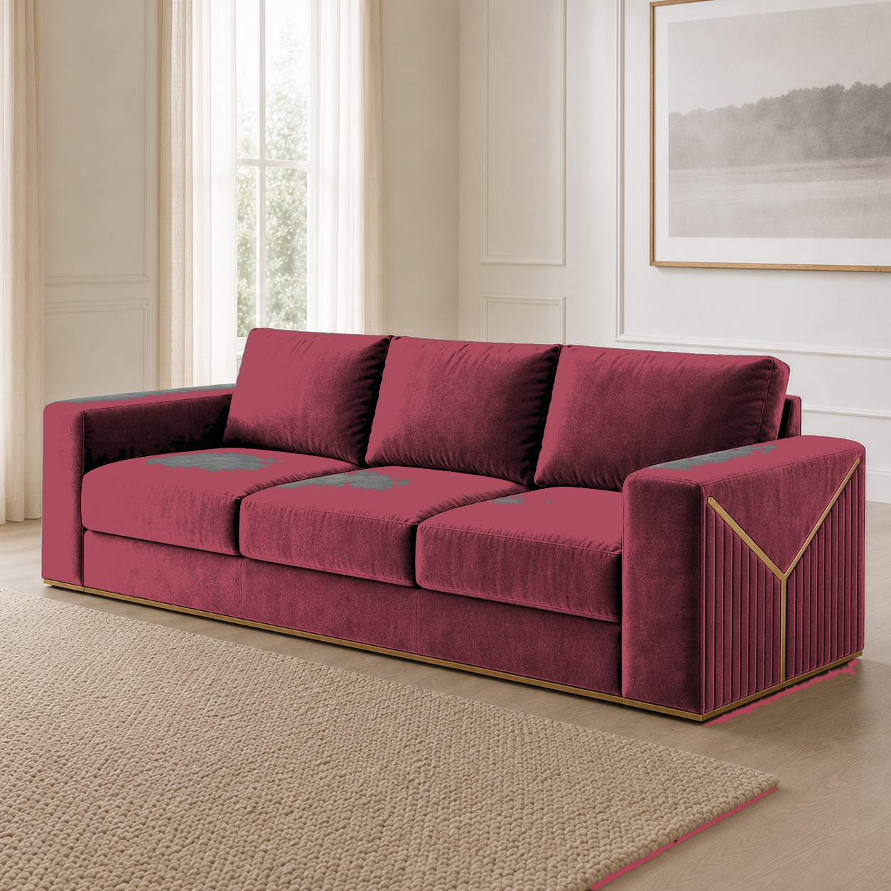 Xylo 3+2+1 Sofa Set, 3 seater, red, room view