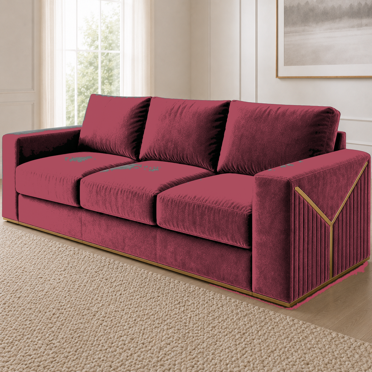Xylo 3+2+1 Sofa Set, 3 seater, red, detail view