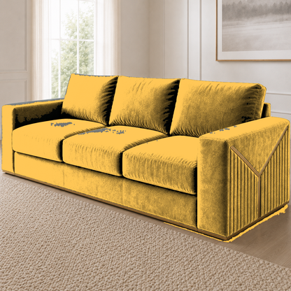 Xylo 3+2+1 Sofa Set, 3 seater, yellow, detail view