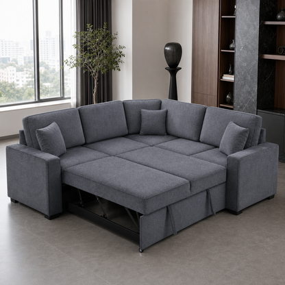 Yaren - Sofa bed, fully open sofa-bed hero in a contemporary living room