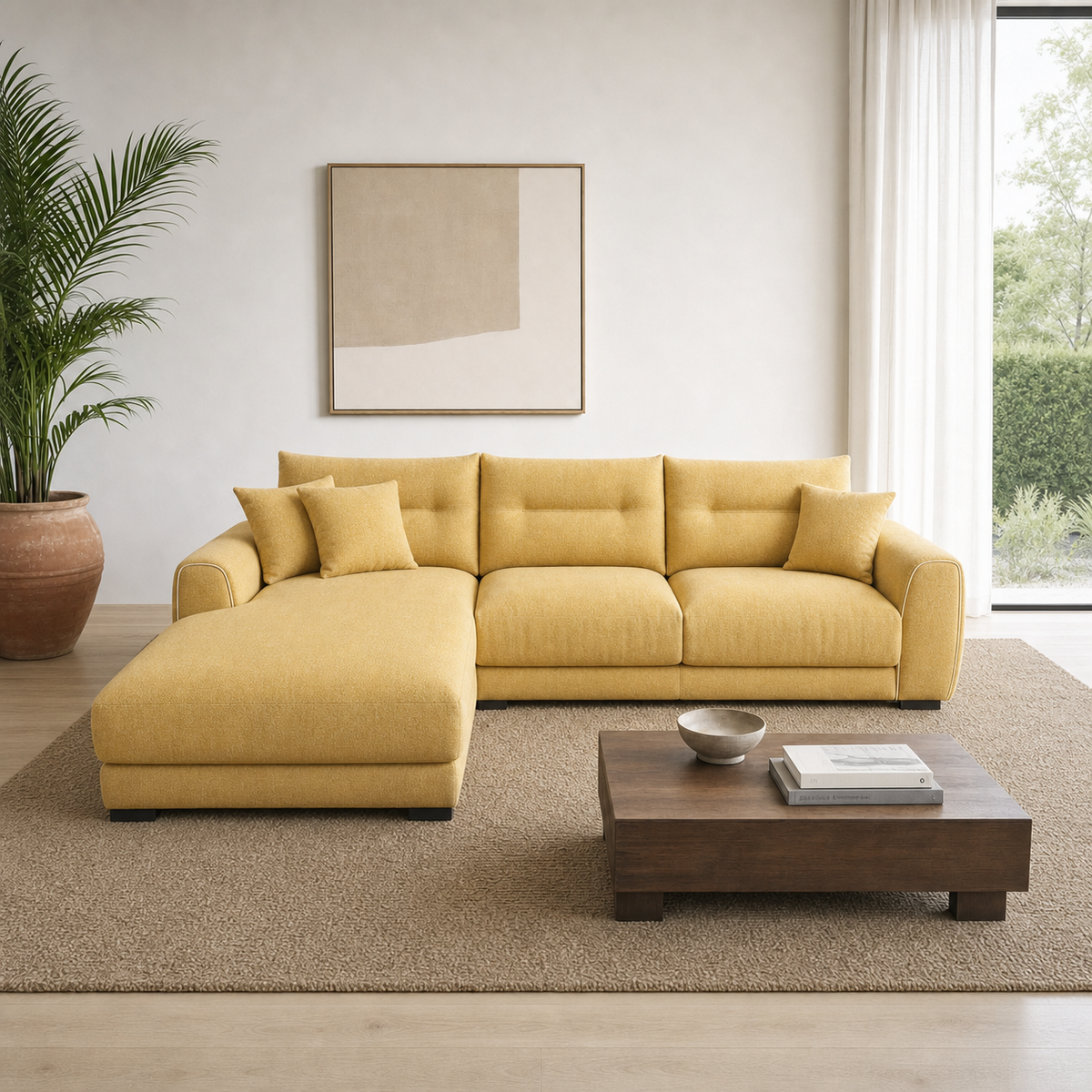 Dream yellow 2 seater sectional lhs room view