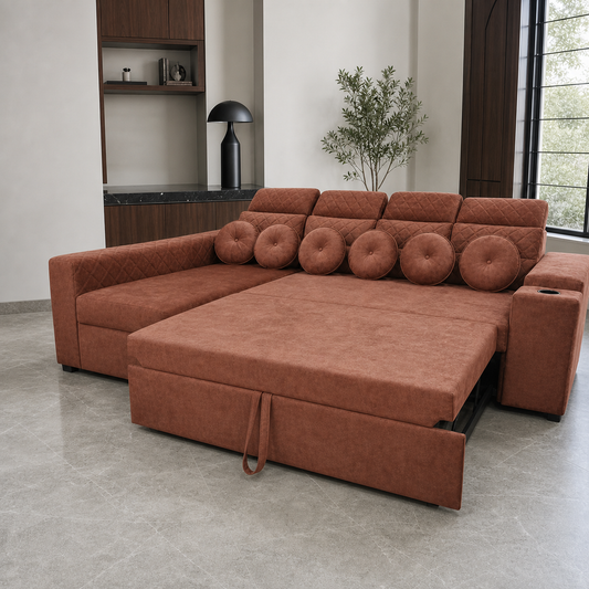 Yolin - Sofa bed, alternate open sofa-bed view in the identical living room