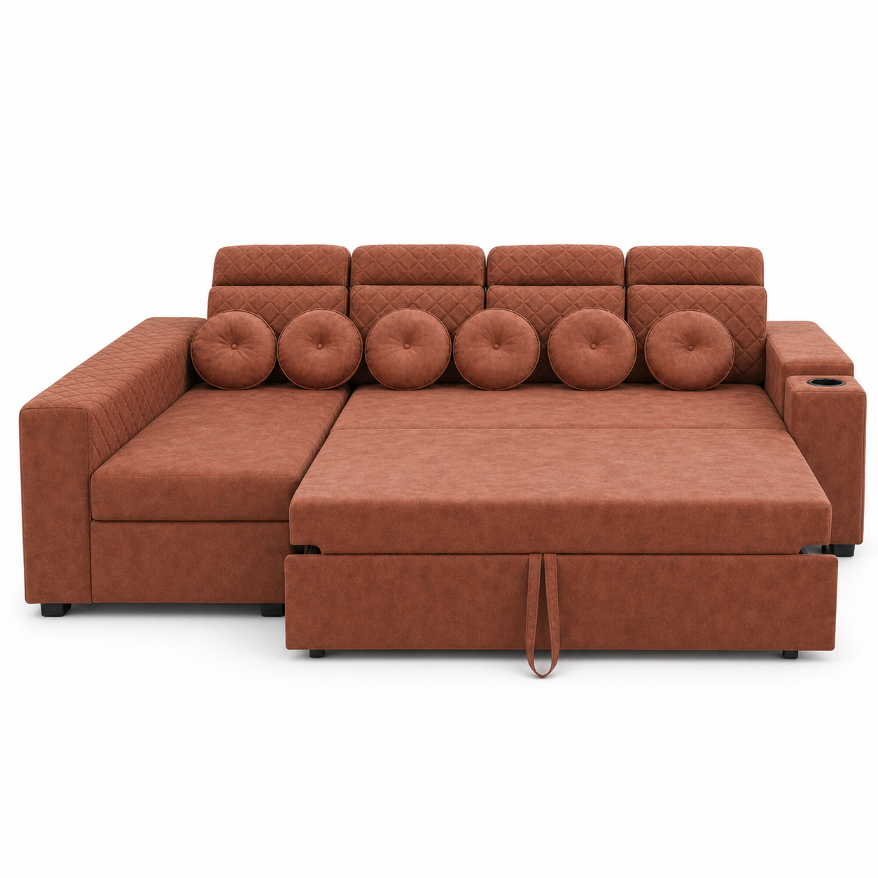 Yolin - Sofa bed, open sofa-bed front studio view on pure white