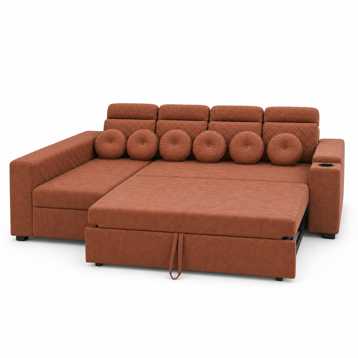 Yolin - Sofa bed, open sofa-bed side studio view on pure white