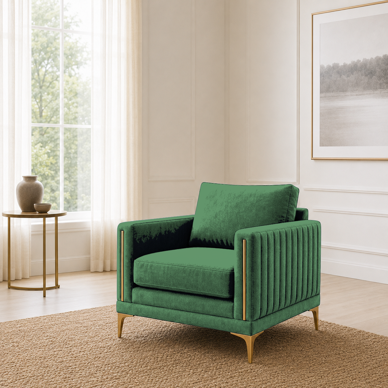 Yonder 3+2+1 Sofa Set (Copy), 1 seater, green, room view