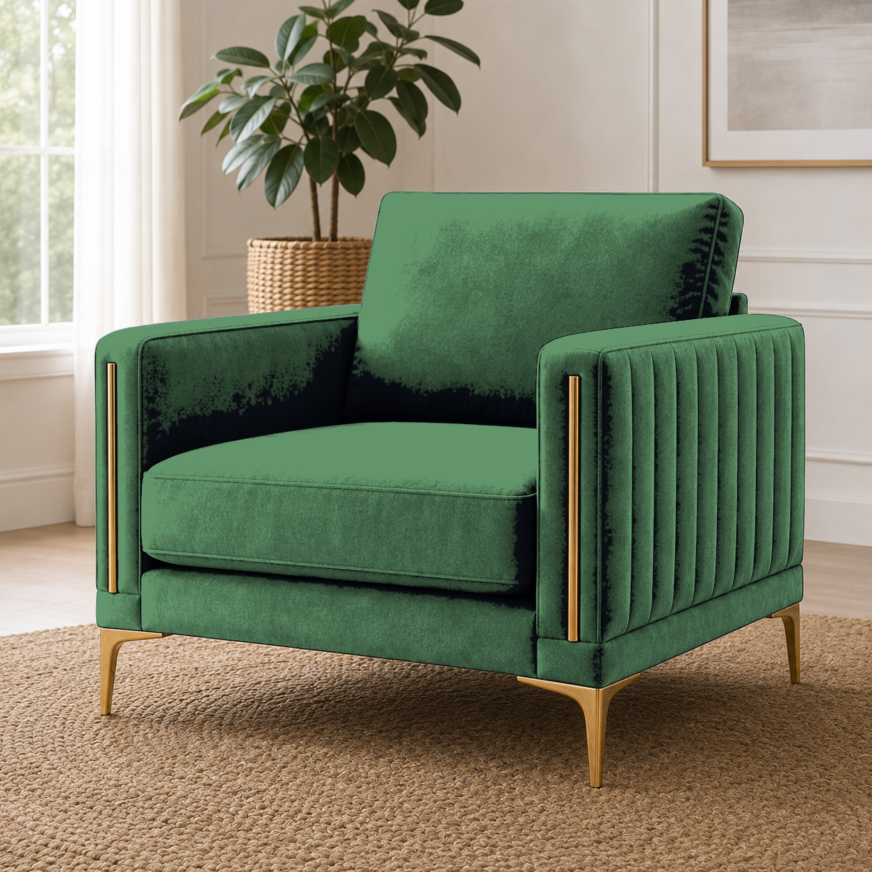 Yonder 3+2+1 Sofa Set (Copy), 1 seater, green, detail view