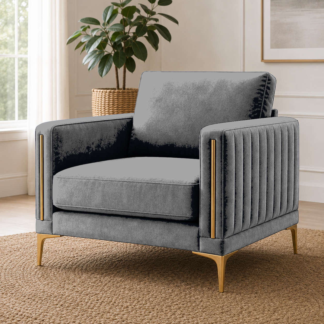 Yonder 3+2+1 Sofa Set (Copy), 1 seater, grey, detail view