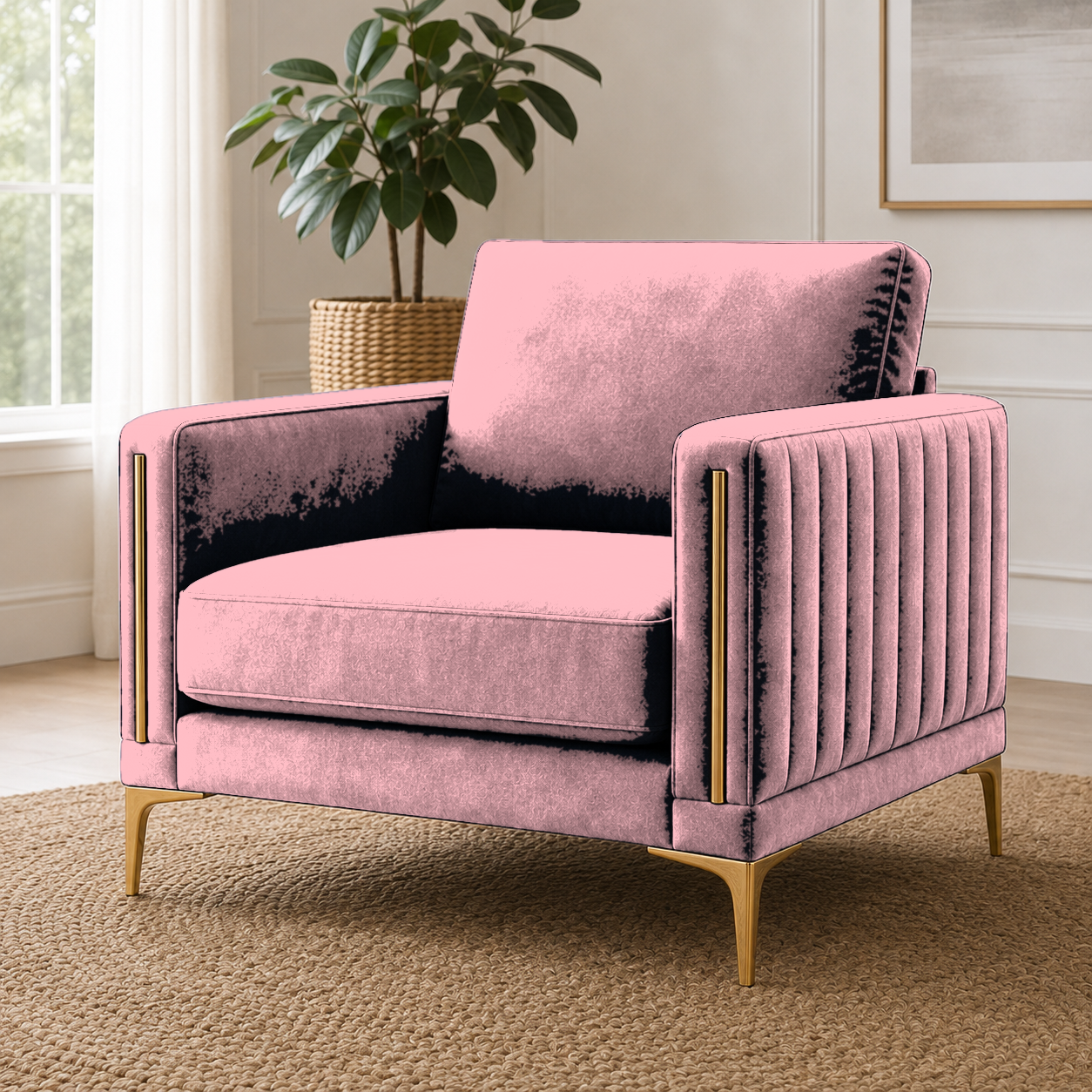 Yonder 3+2+1 Sofa Set (Copy), 1 seater, pink, detail view