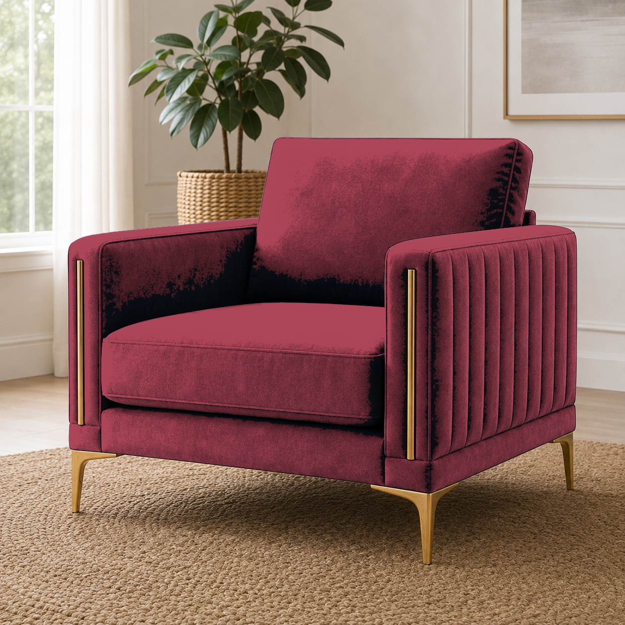 Yonder 3+2+1 Sofa Set (Copy), 1 seater, red, detail view