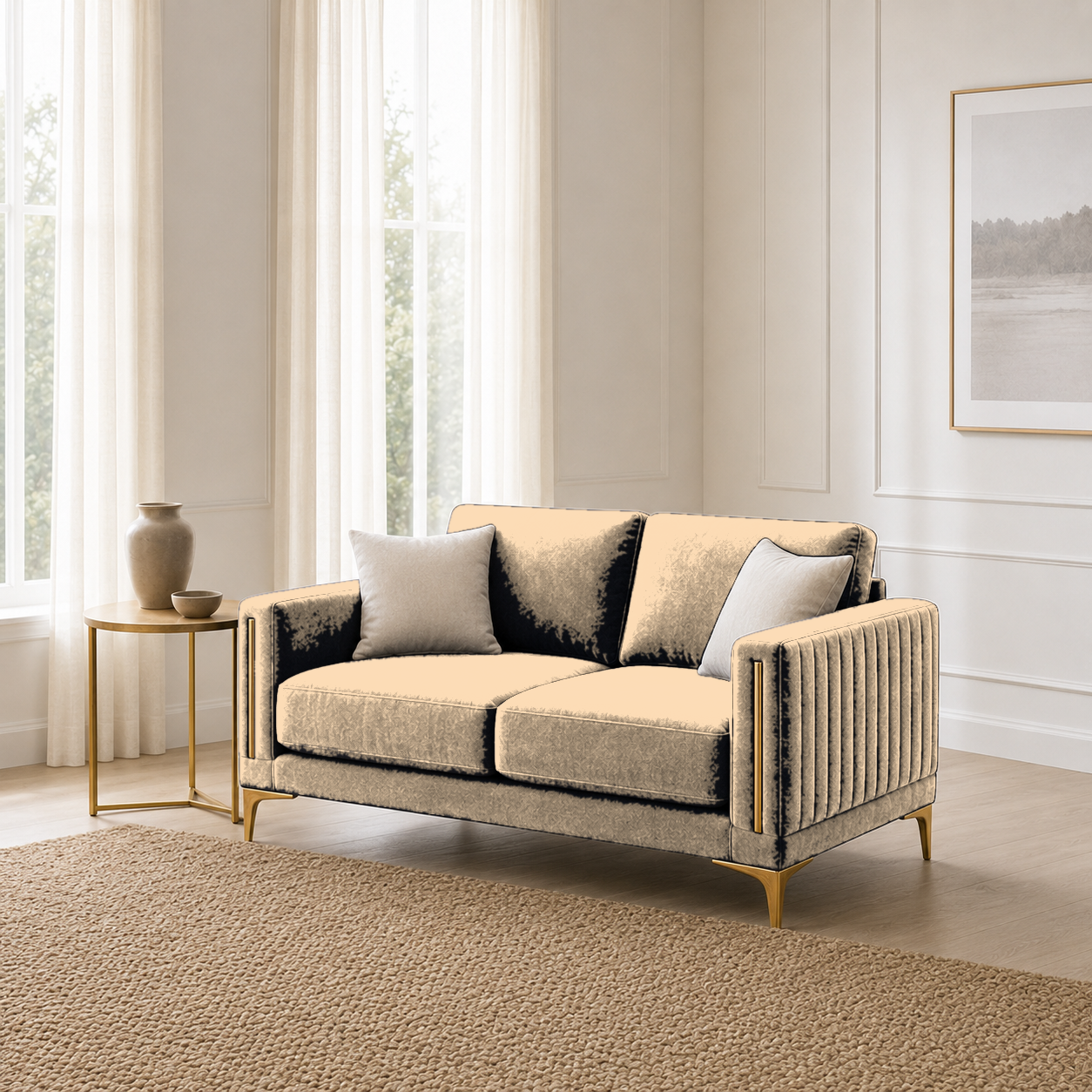 Yonder 3+2+1 Sofa Set (Copy), 2 seater, beige, room view
