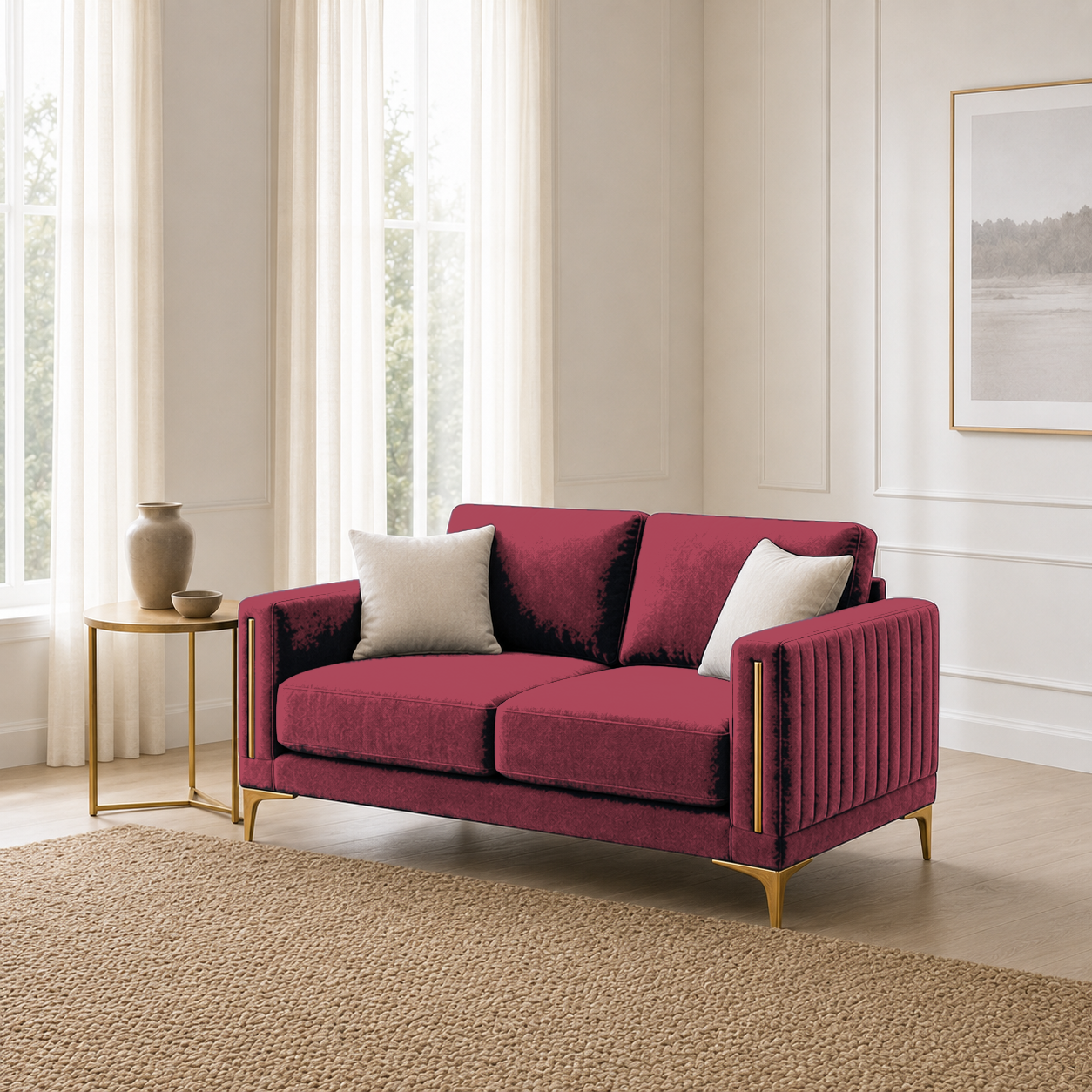 Yonder 3+2+1 Sofa Set (Copy), 2 seater, red, room view