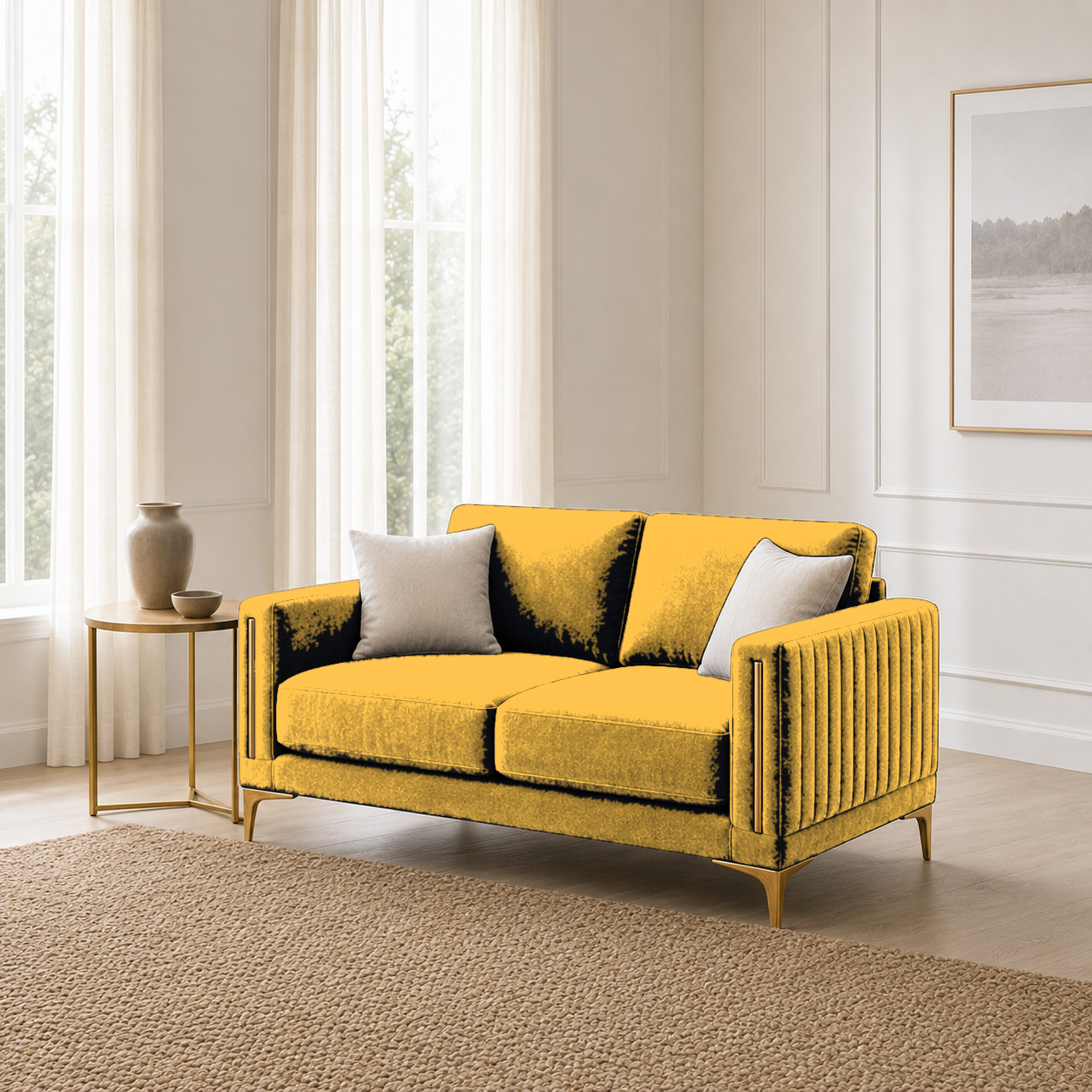 Yonder 3+2+1 Sofa Set (Copy), 2 seater, yellow, room view