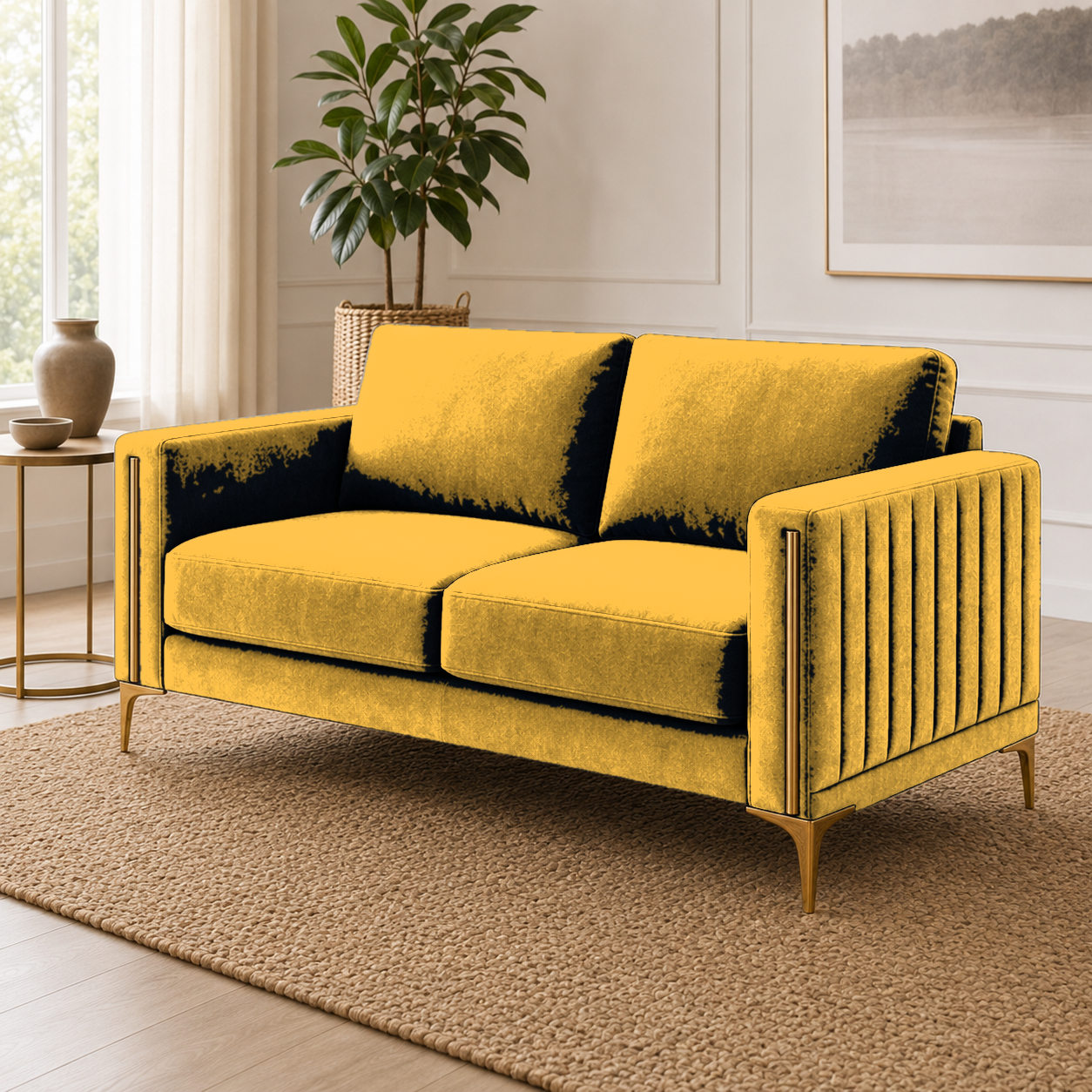 Yonder 3+2+1 Sofa Set (Copy), 2 seater, yellow, detail view