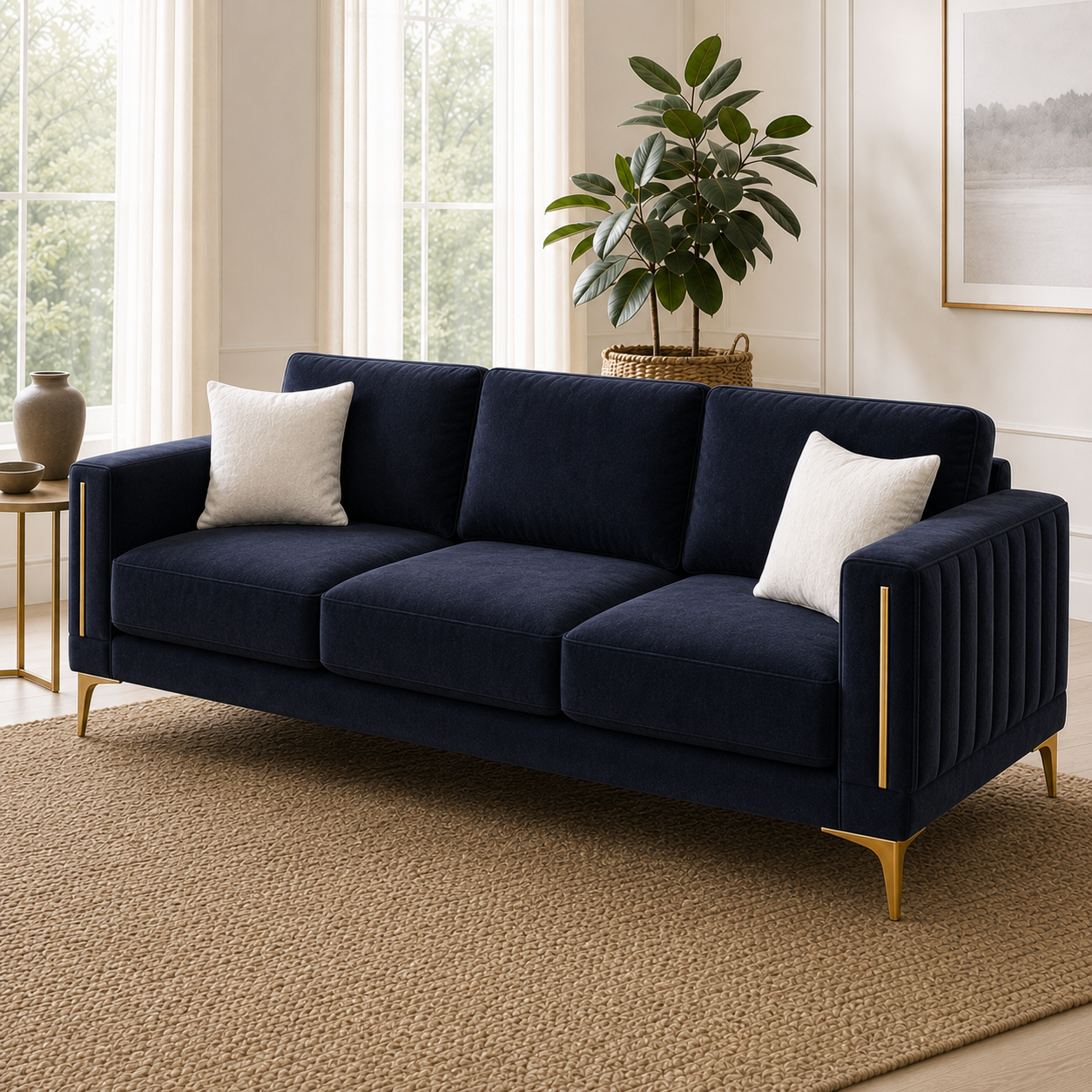 Yonder 3+2+1 Sofa Set (Copy), 3 seater, blue, detail view