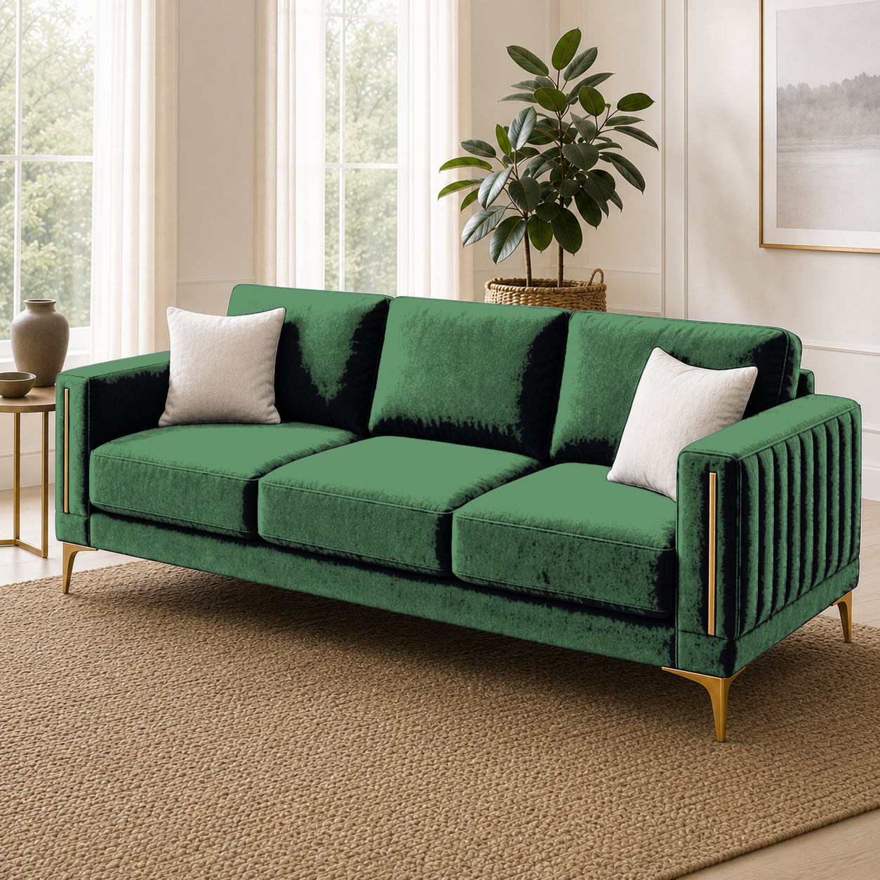Yonder 3+2+1 Sofa Set (Copy), 3 seater, green, detail view