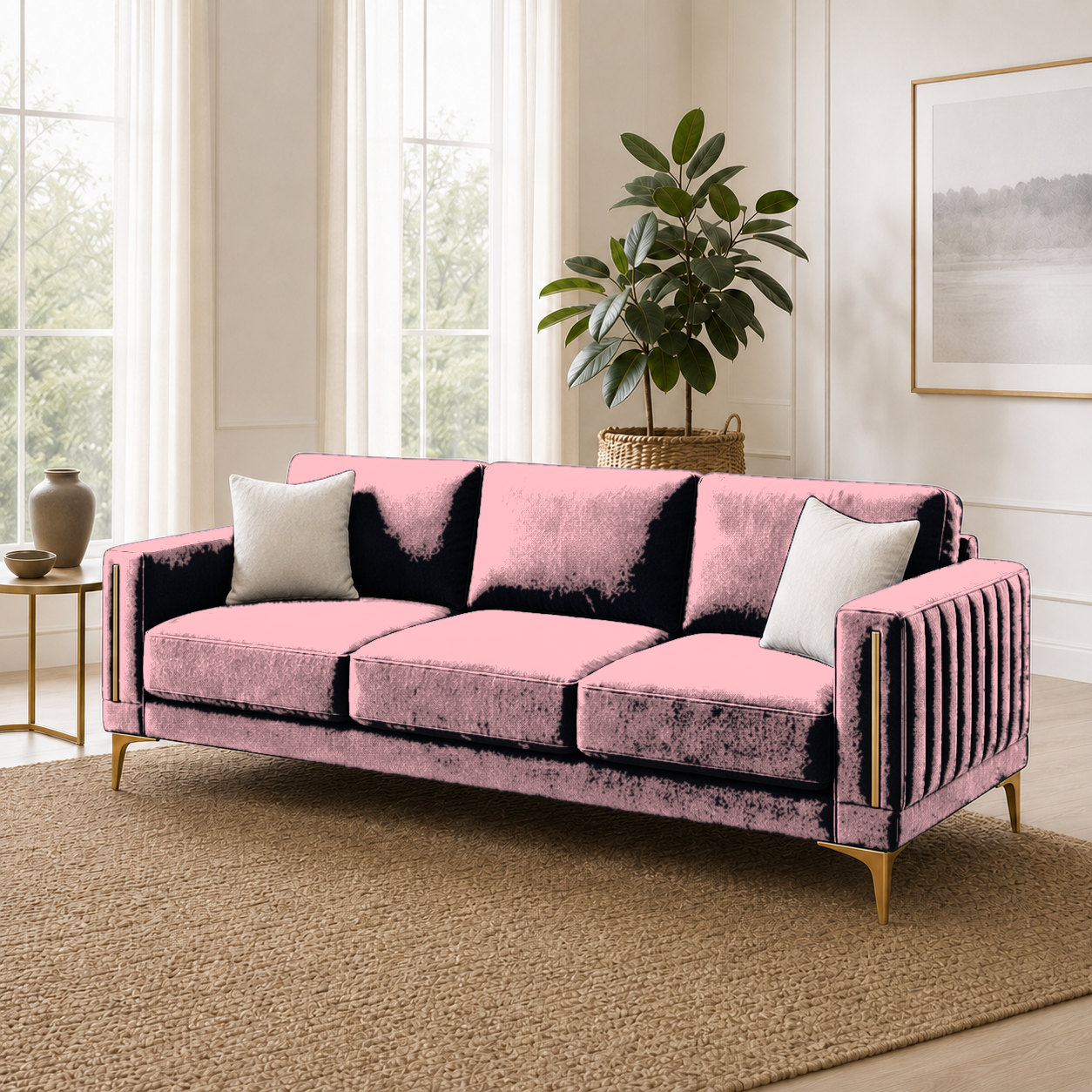Yonder 3+2+1 Sofa Set (Copy), 3 seater, pink, room view