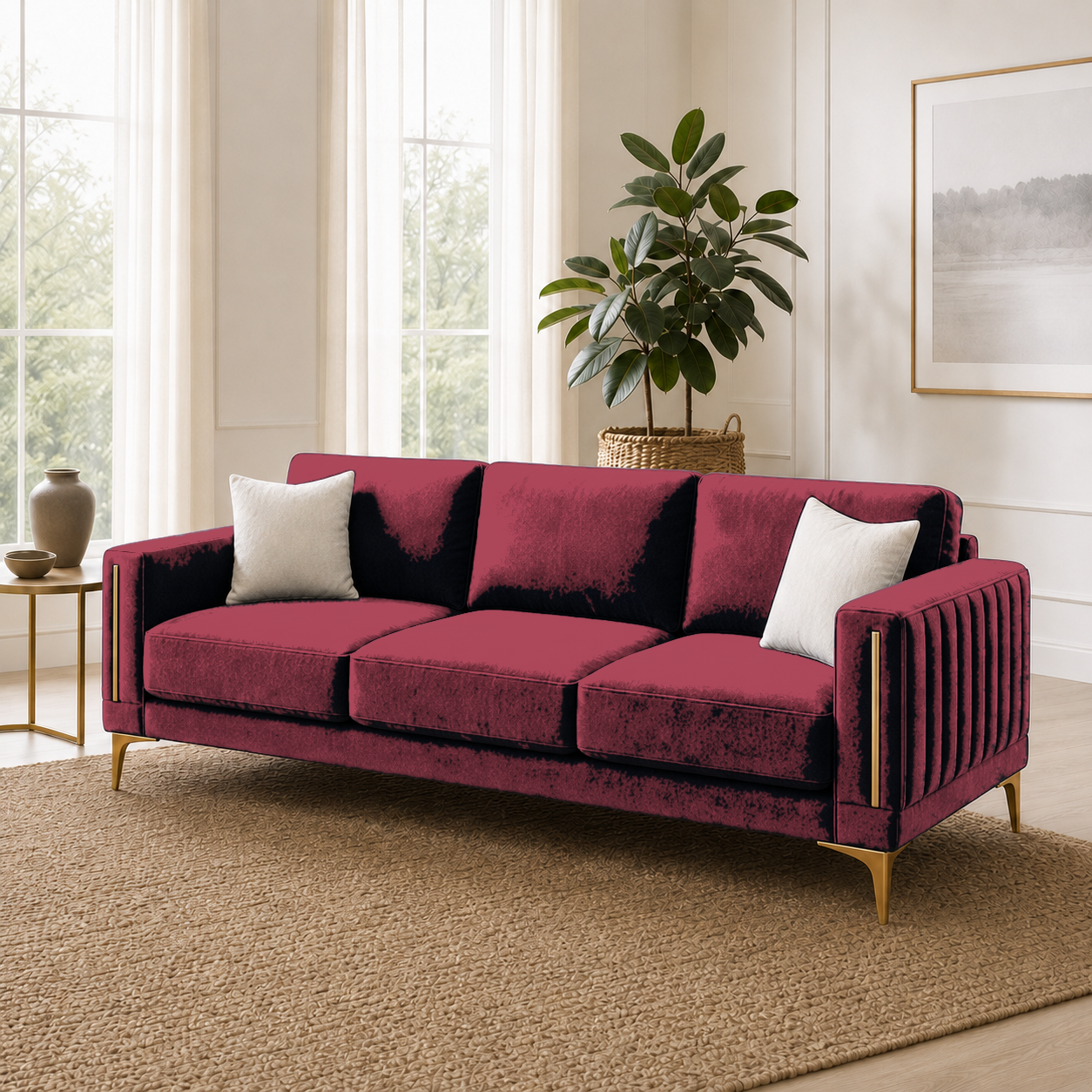Yonder 3+2+1 Sofa Set (Copy), 3 seater, red, room view