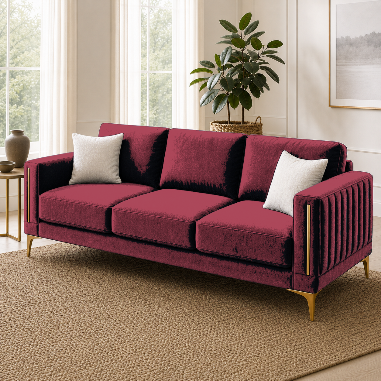 Yonder 3+2+1 Sofa Set (Copy), 3 seater, red, detail view