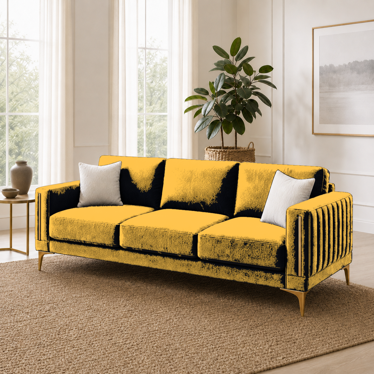 Yonder 3+2+1 Sofa Set (Copy), 3 seater, yellow, room view