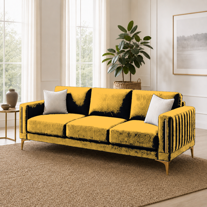 Yonder 3+2+1 Sofa Set (Copy), 3 seater, yellow, room view