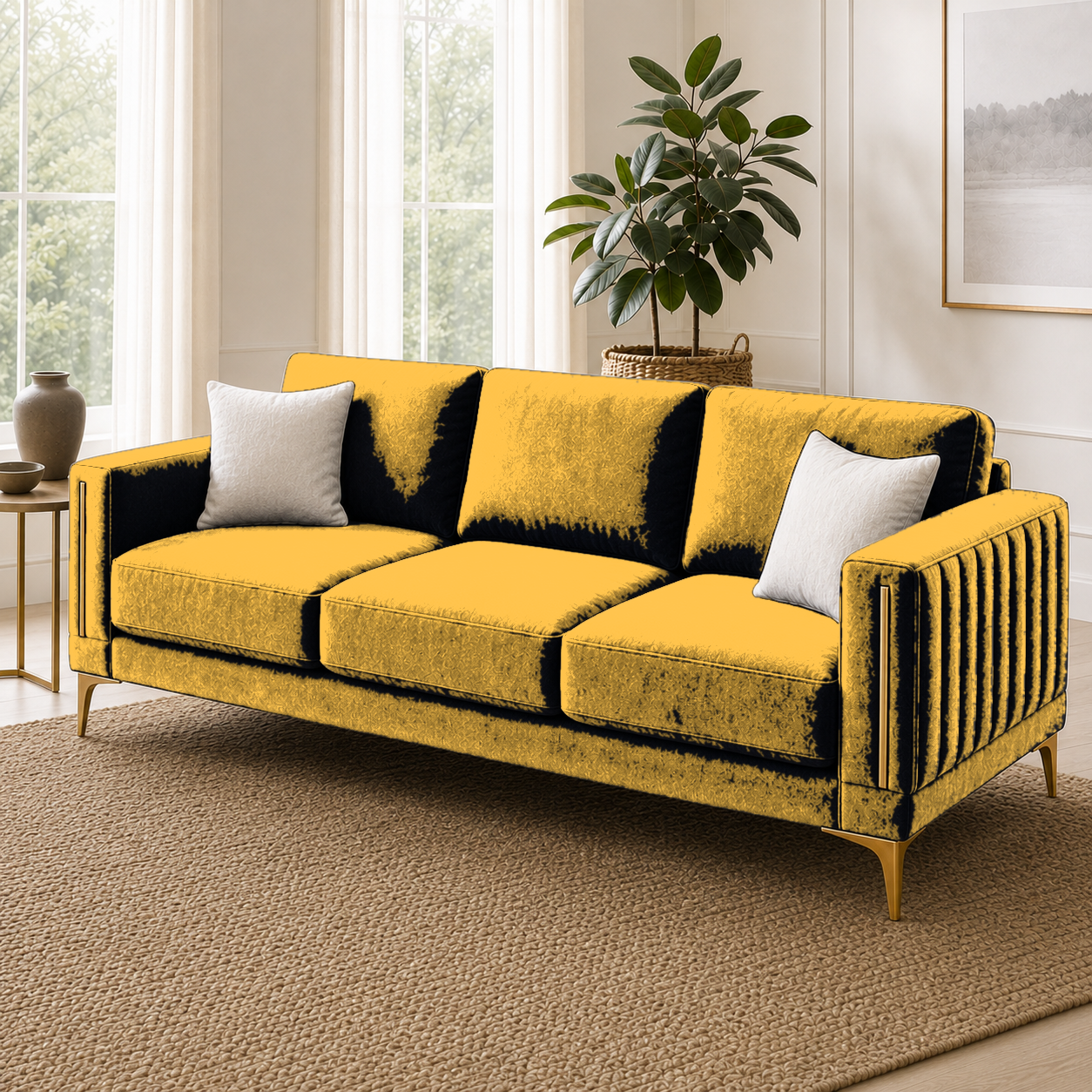 Yonder 3+2+1 Sofa Set (Copy), 3 seater, yellow, detail view